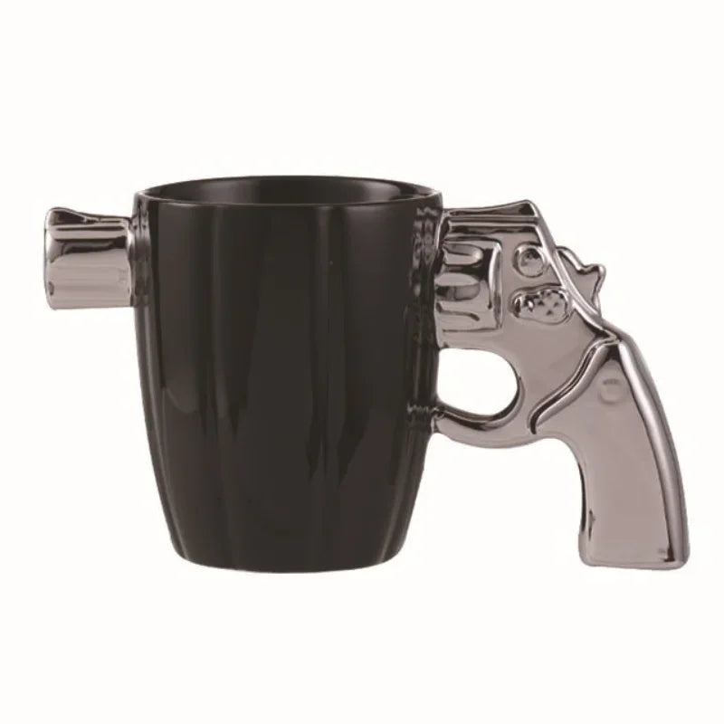 Trigger Happy: 3D Revolver Handle Mug for Coffee & Tea Enthusiasts