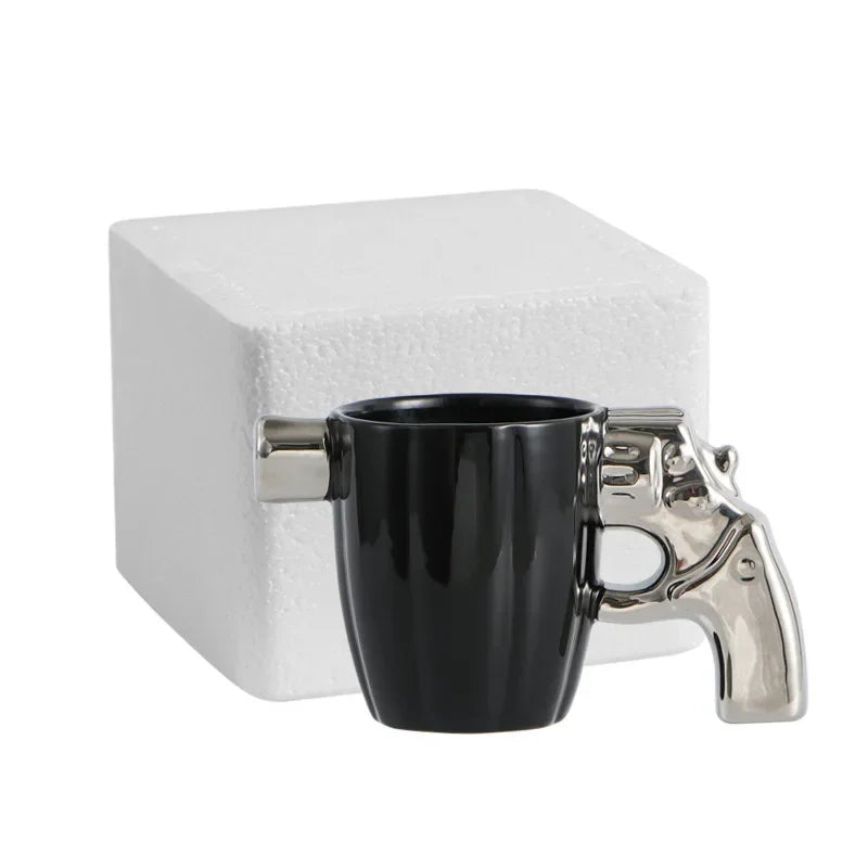 Trigger Happy: 3D Revolver Handle Mug for Coffee & Tea Enthusiasts