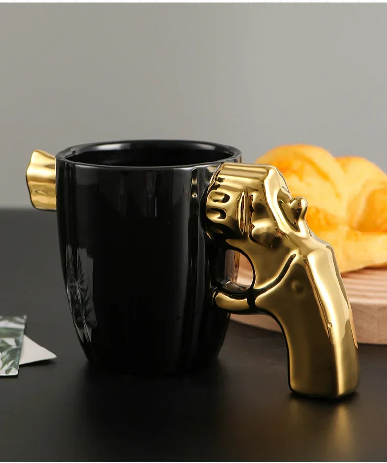 Trigger Happy: 3D Revolver Handle Mug for Coffee & Tea Enthusiasts